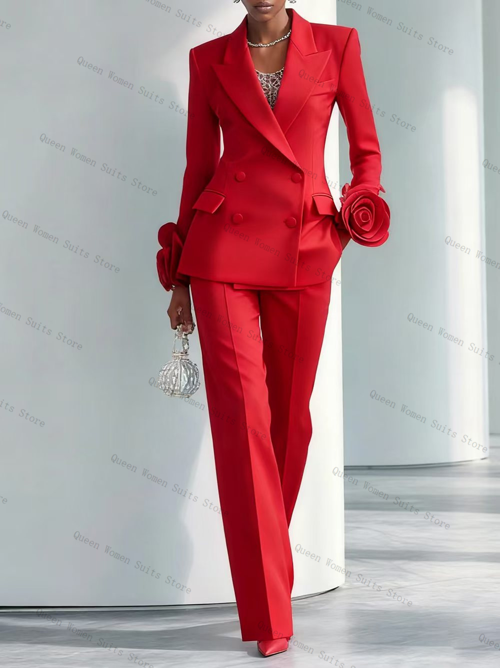 Women Luxury Formal Wear - Luxury Red Women Suit Set 2