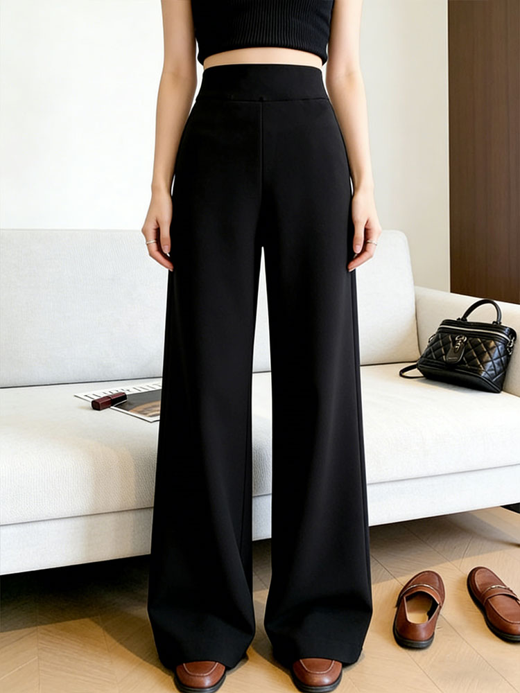 Elegant Black High Waist Strai - Women Formal Wear Black 评论和价格
