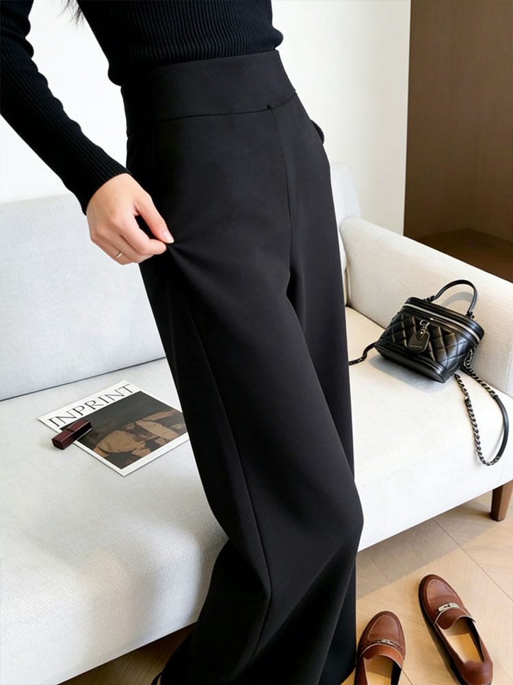 Elegant Black High Waist Strai - Women Formal Wear Black 评论和价格