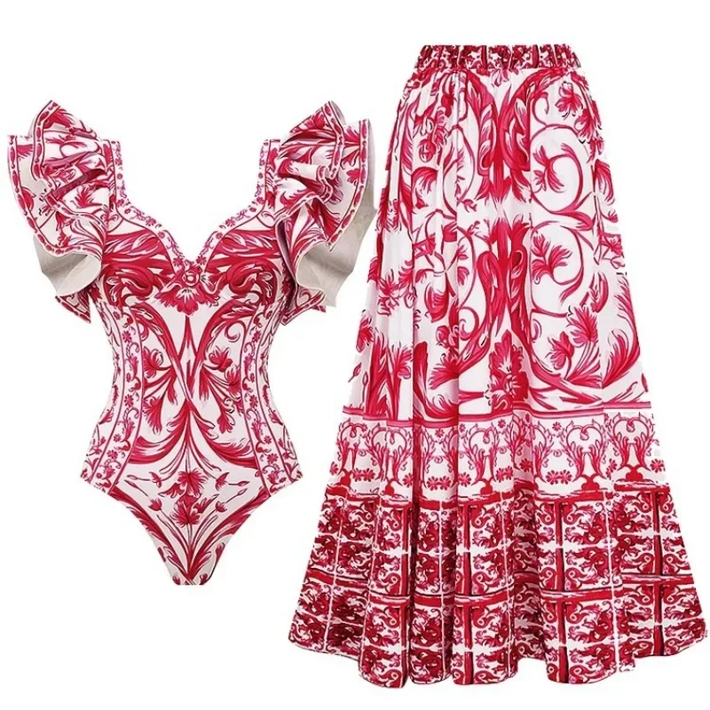Printed One Piece Swimsuit for - Monochrome Suit Set 评论和价格