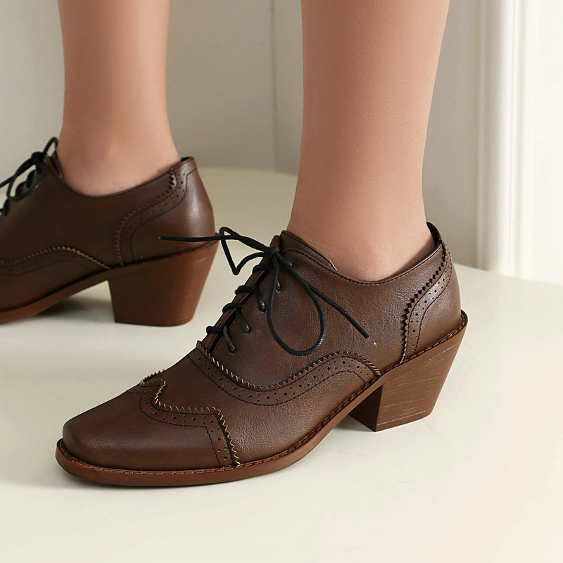 Women Oxford Shoes Point Toe W - Pump Heel Block 评论和价格