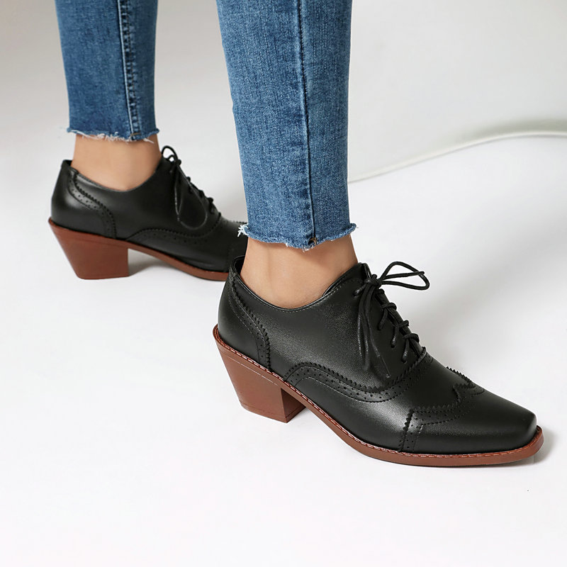 Women Oxford Shoes Point Toe W - Pump Heel Block 评论和价格