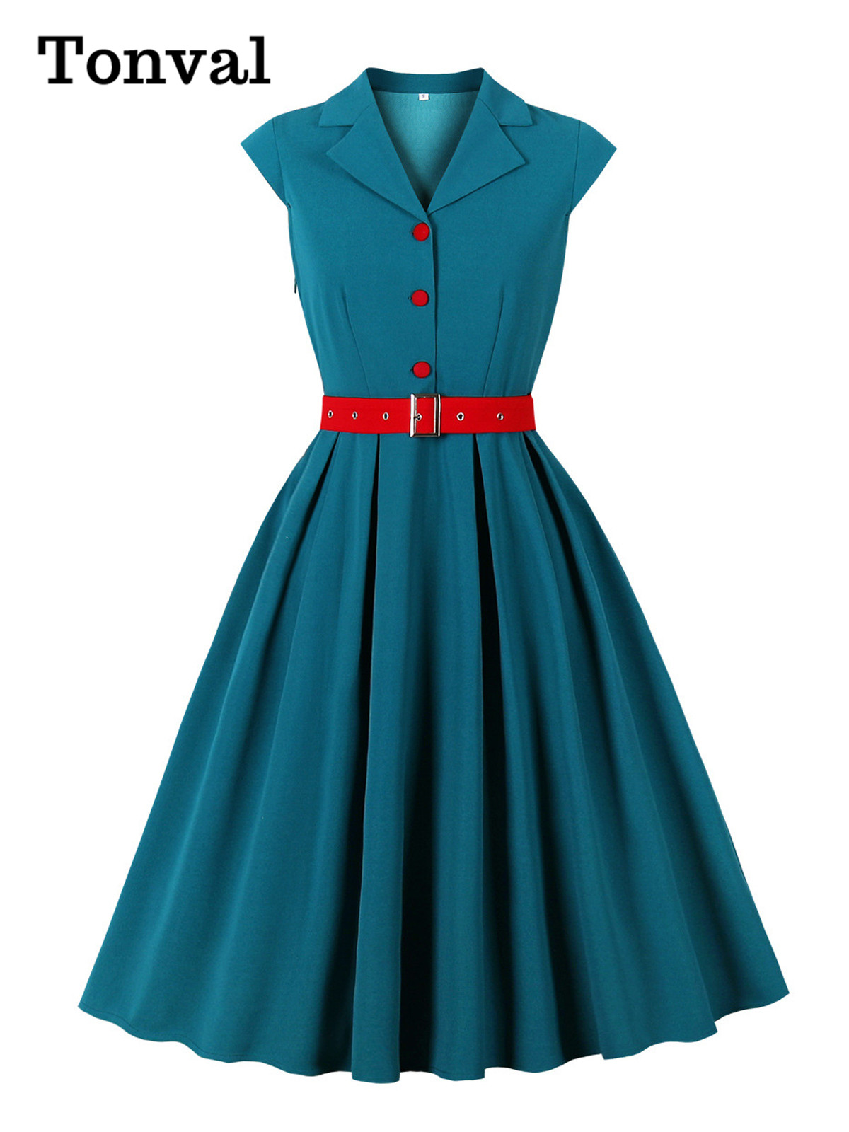 Tonval Notched Collar Cap Slee - Women'S Red Formal Wear 评论和价格