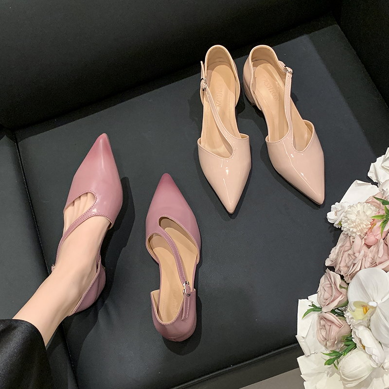 French Pointed Toe Sandals Wom - Pump Heel Block 评论和价格