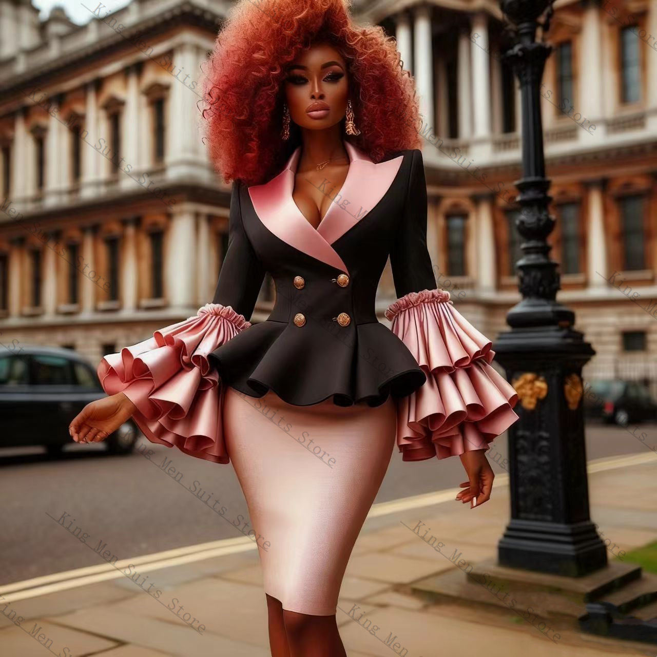 Black Pink Women Suit Set 2 Pc - Women Formal Wear Black 评论和价格