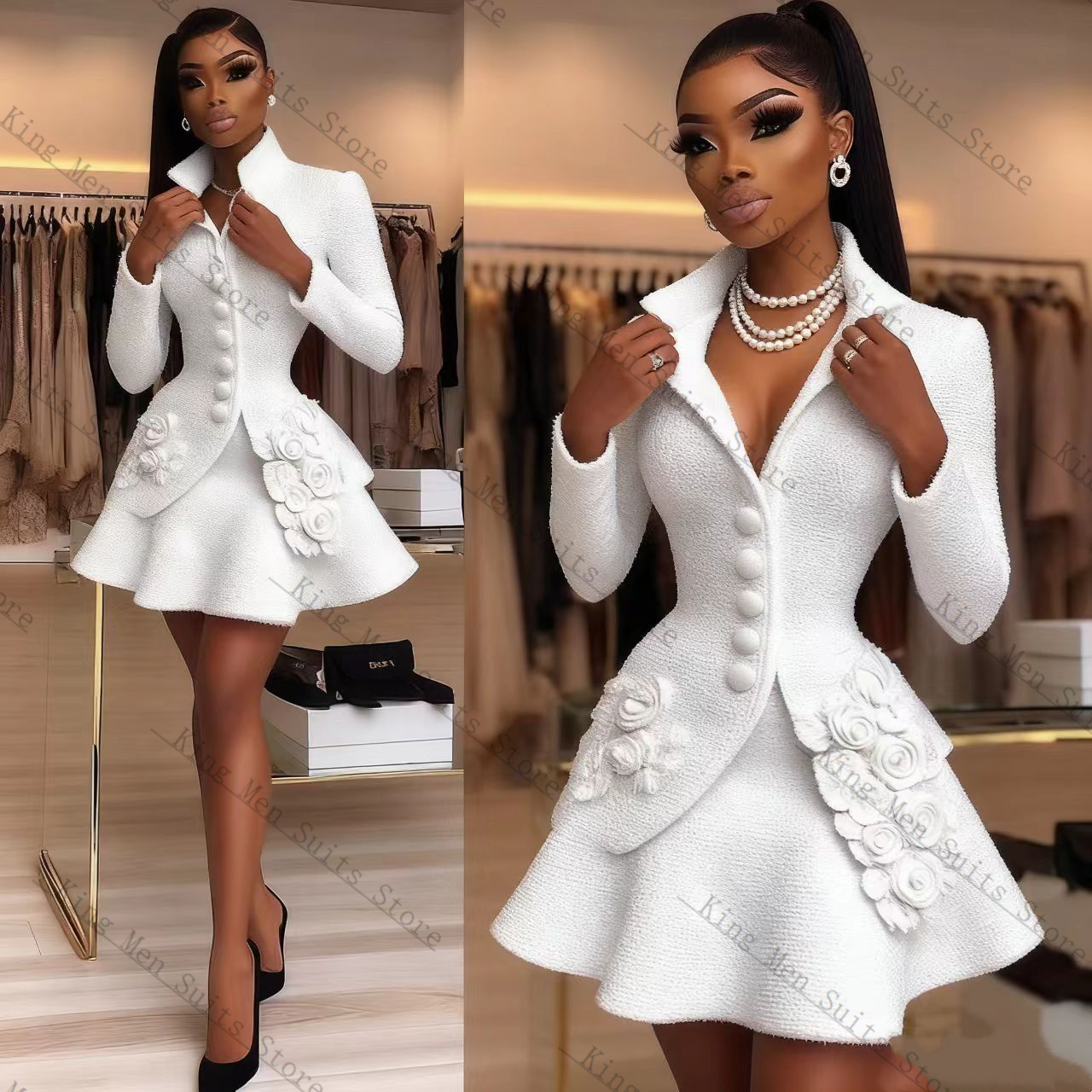 Luxury White Women Suit Set 2  - Women Luxury Formal Wear 评论和价格