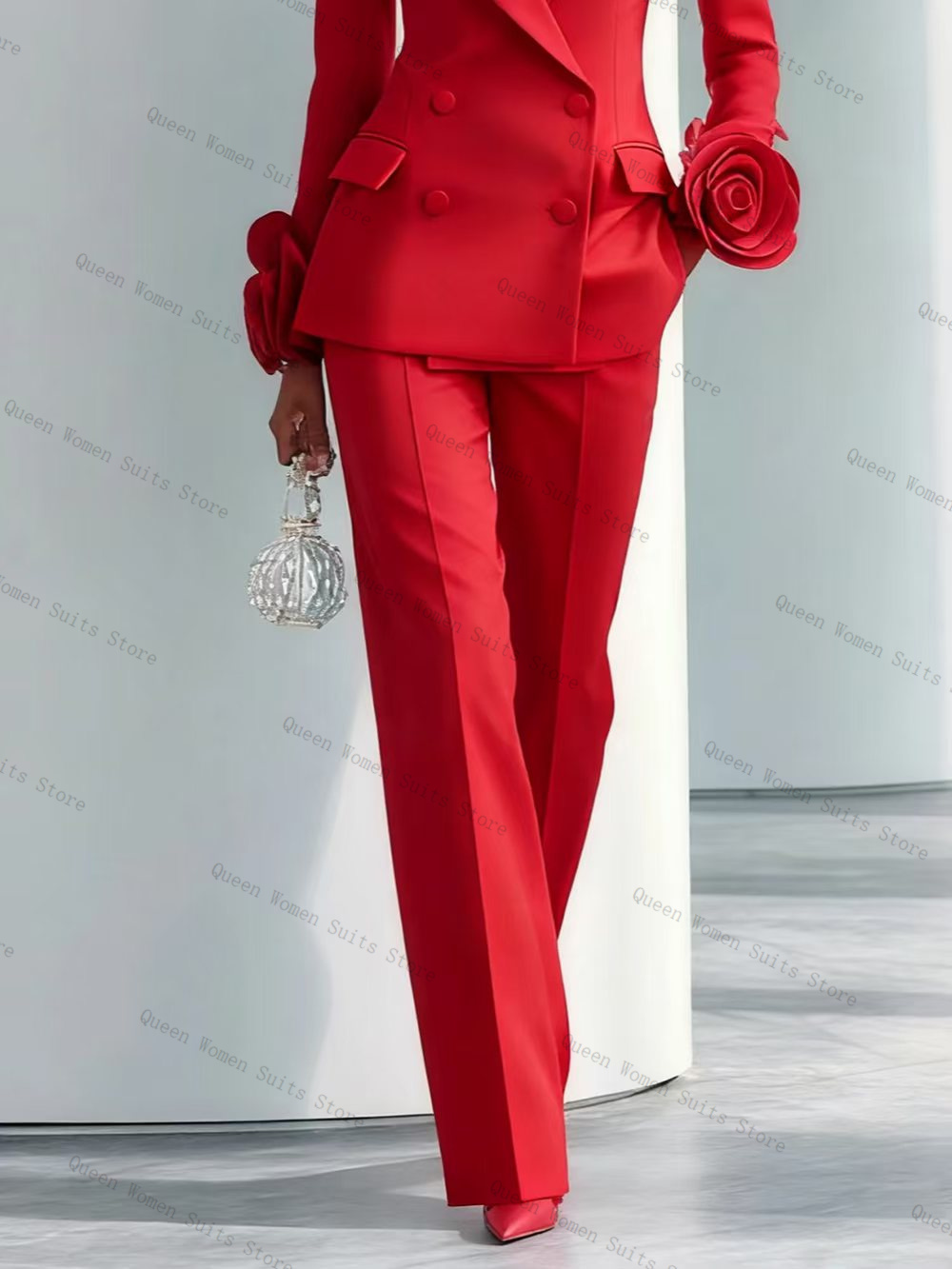 Luxury Red Women Suit Set 2 Pc - Women Luxury Formal Wear 评论和价格