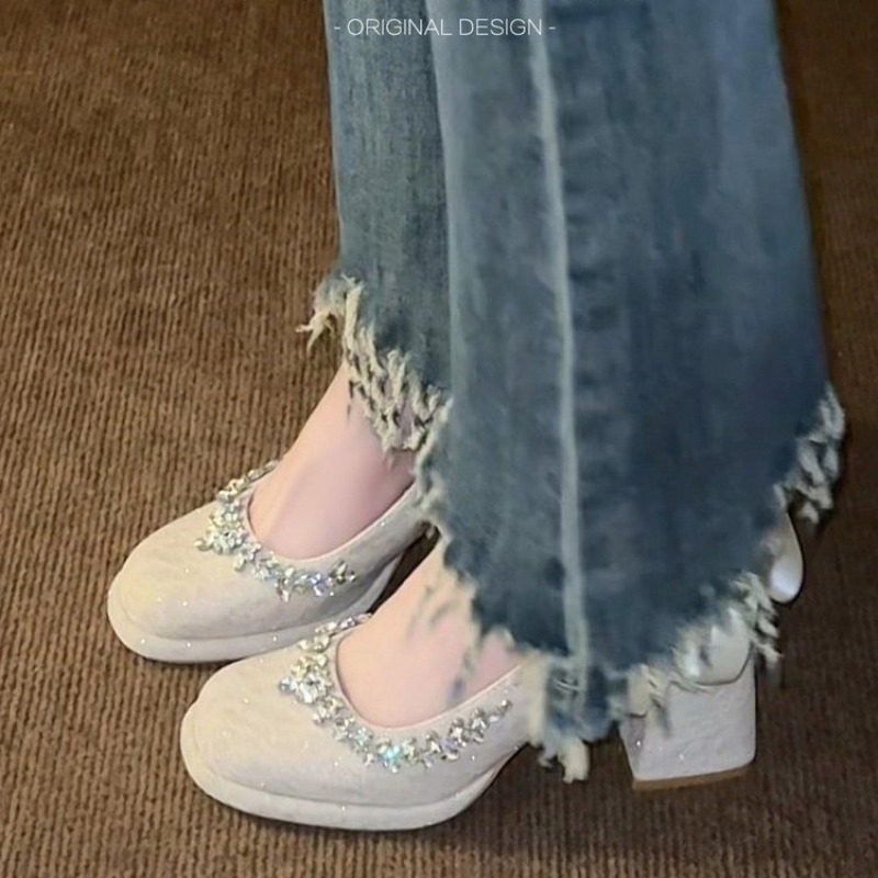 French Mary Jane Block Heel Pu - Pump Heel Block 评论和价格