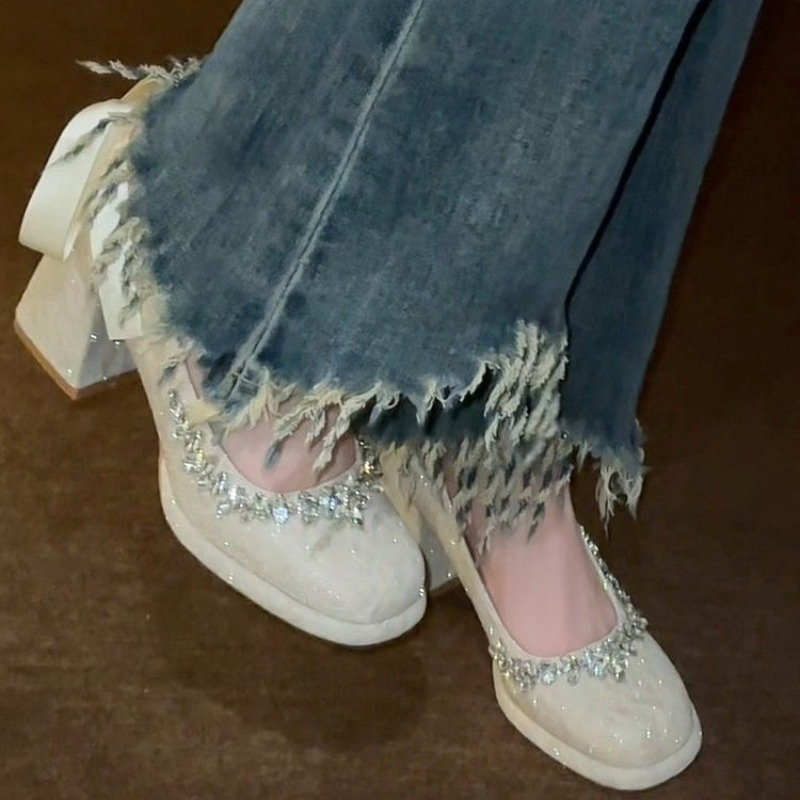 French Mary Jane Block Heel Pu - Pump Heel Block 评论和价格