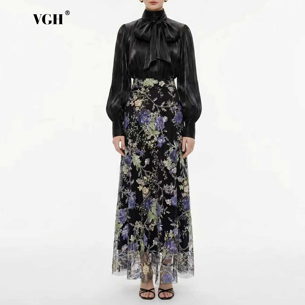 VGH Elegant Chic Black Floral  - Women Formal Wear Black 评论和价格