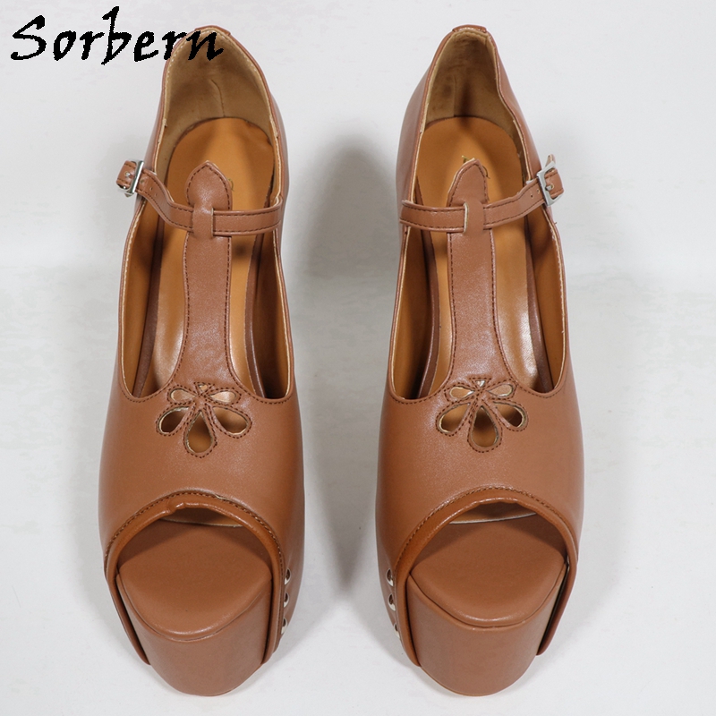 Sorbern Brown Matte Women Pump - Pump Heel Block 评论和价格