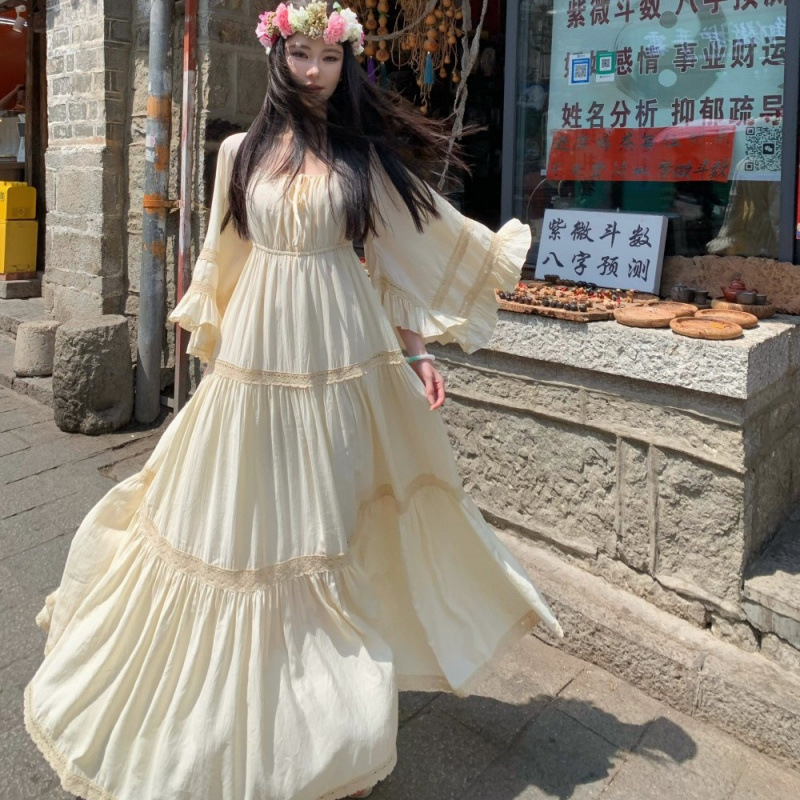 New Elegant Square Neck Trumpe - Vintage Women'S Formal Wear 评论和价格