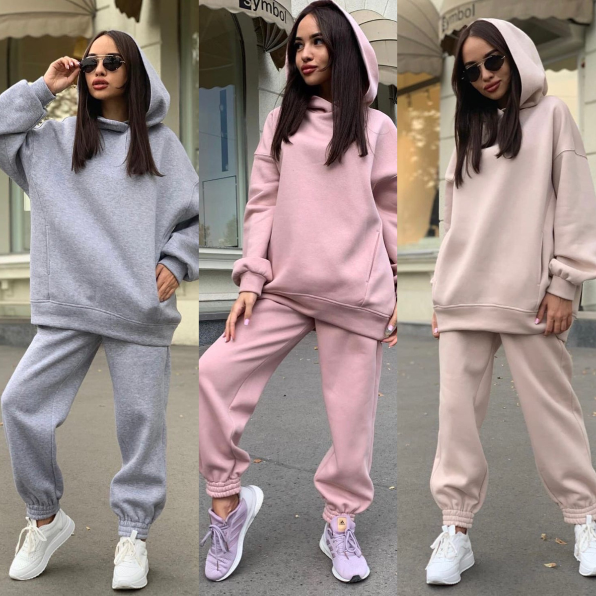 Monochrome Hooded Hoodie Set C - Monochrome Suit Set 评论和价格