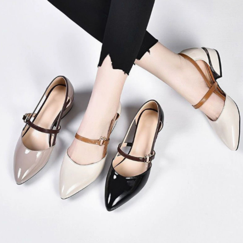 Women Two Tone Slingback Shoes - Pump Heel Block 评论和价格