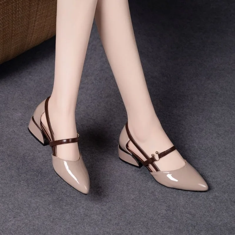 Women Two Tone Slingback Shoes - Pump Heel Block 评论和价格